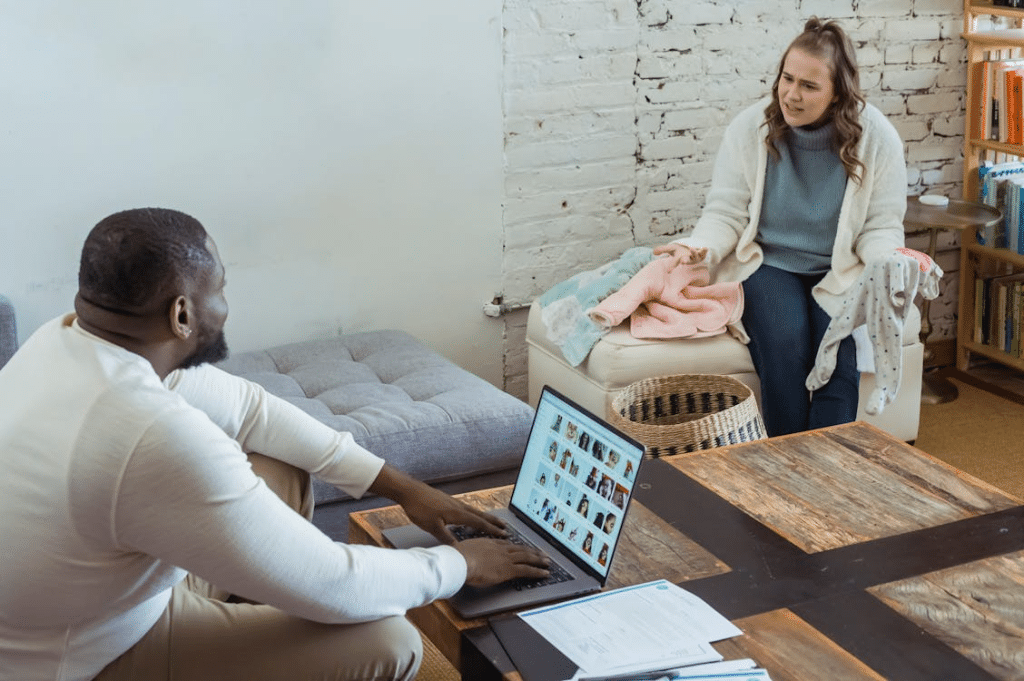 Couple having conflict and dispute at home