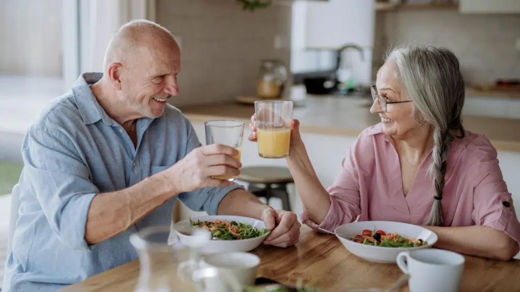 A couple having breakfast together