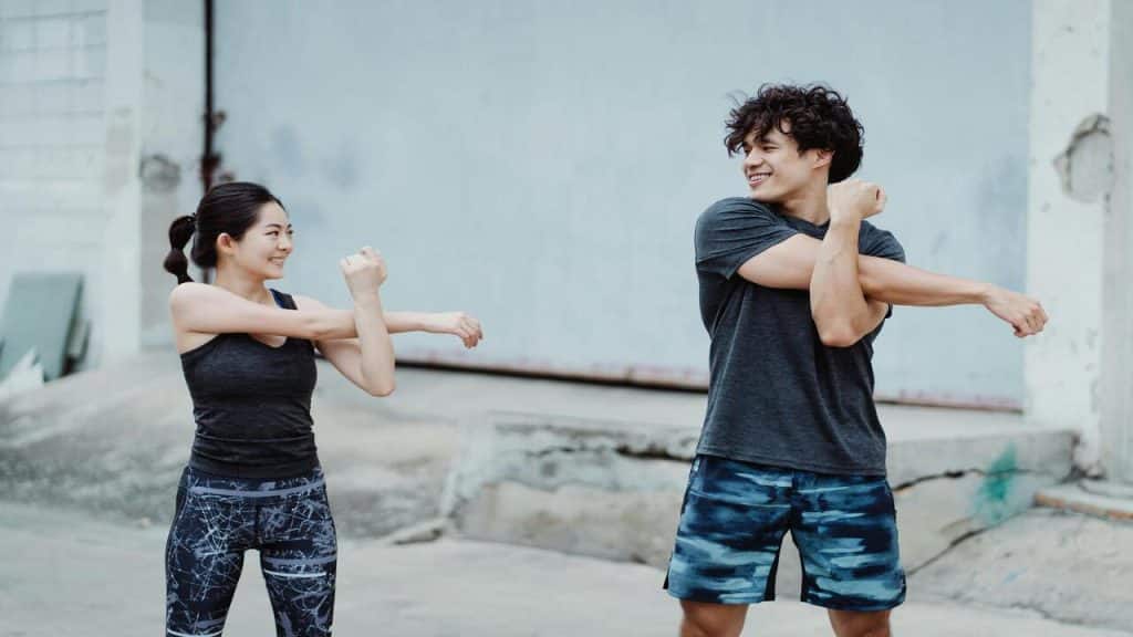 A couple working out together