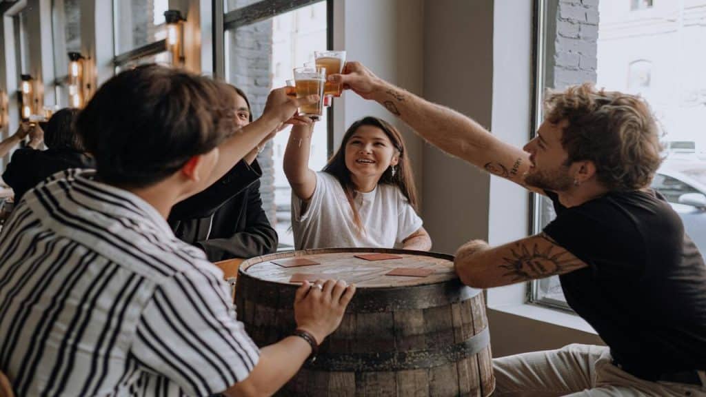 Friends having beer together