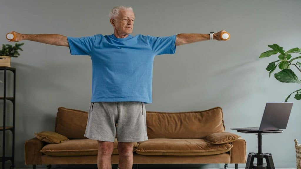 A man working out by himself 