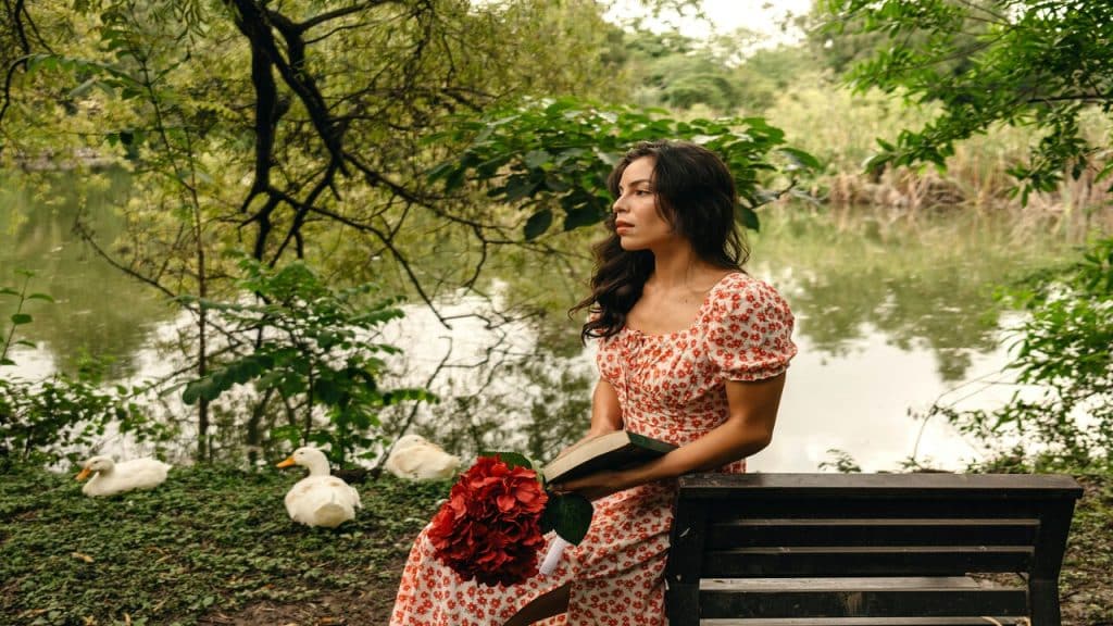 A woman waiting by herself 
