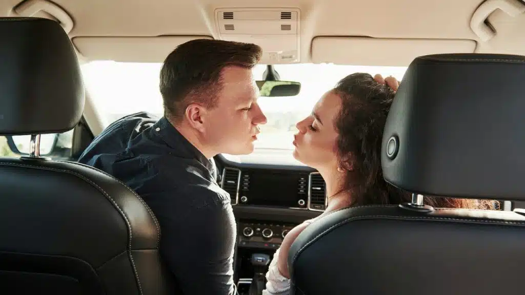 A couple about to say goodbye in the car 