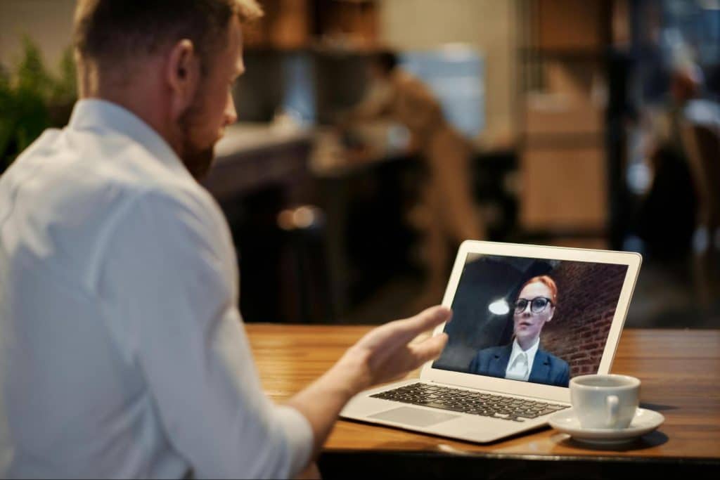 A man and woman at the video call