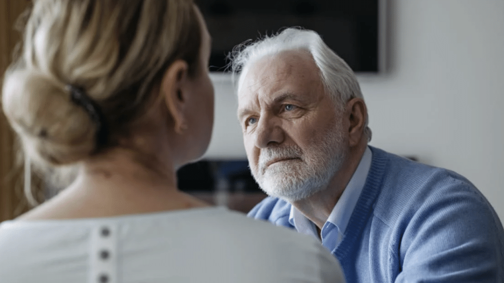 A man listening to his wife