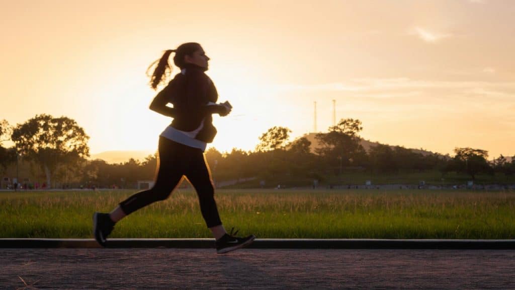 A woman jogging by herself