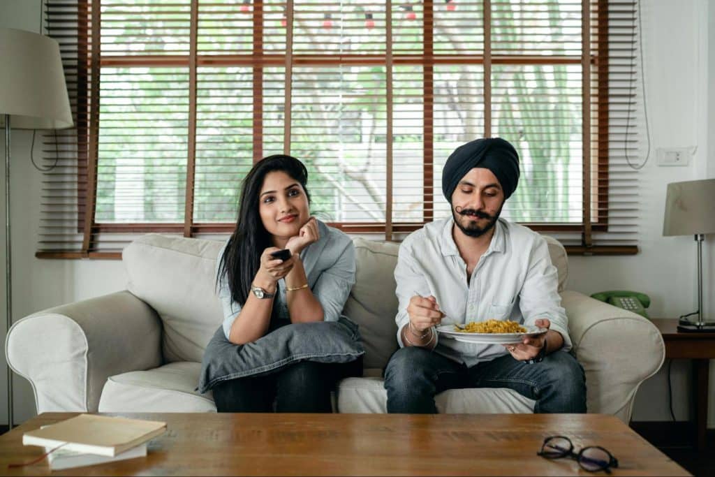 A man and woman at home