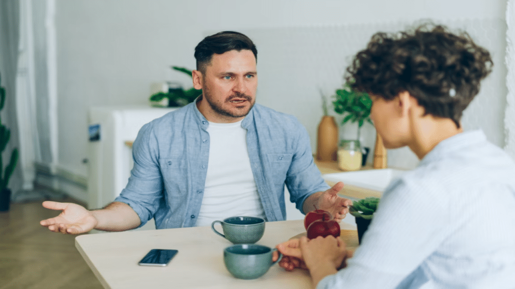 A man complaining to his wife