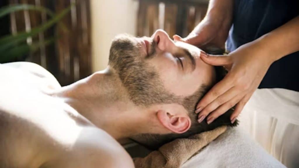 Man relaxing from a spa treatment