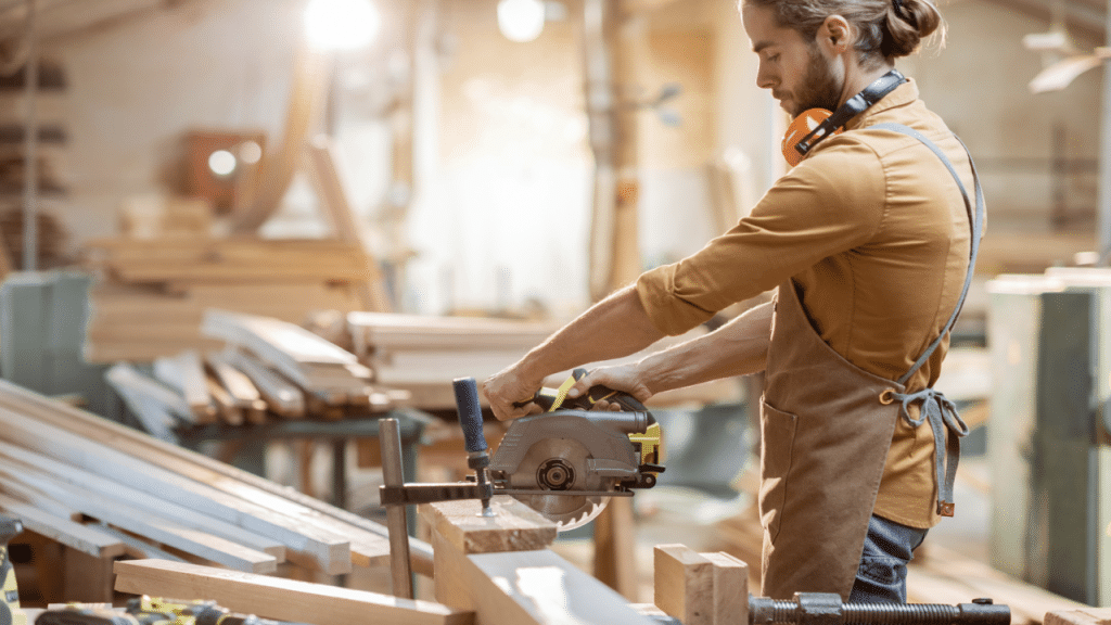 A carpenter working hard
