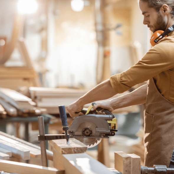 A carpenter working hard