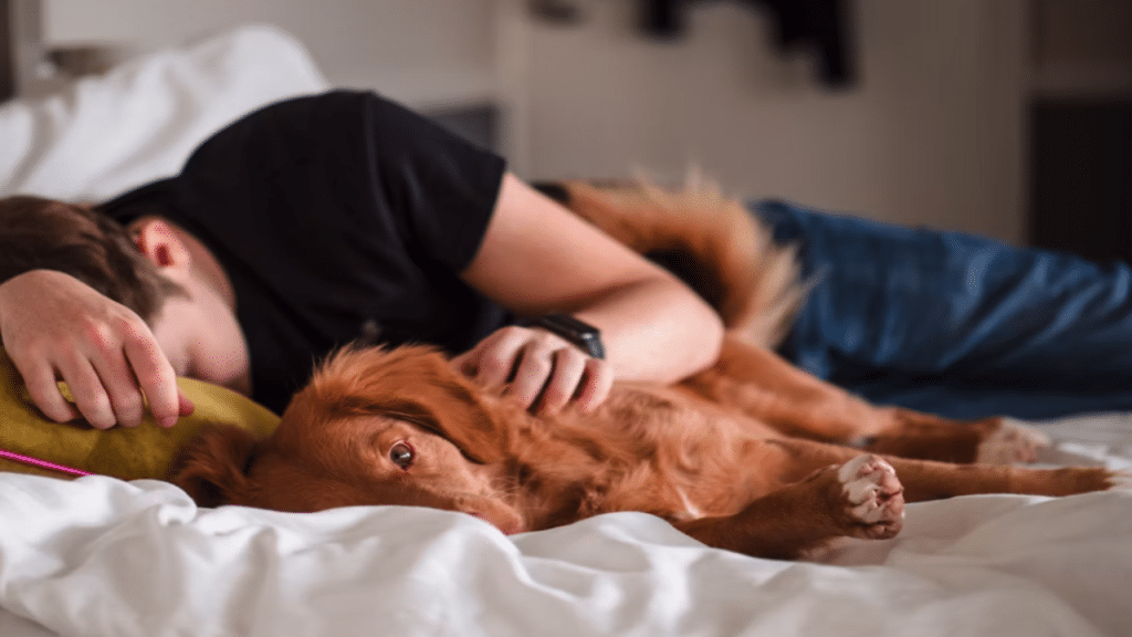 A man sleeping at home