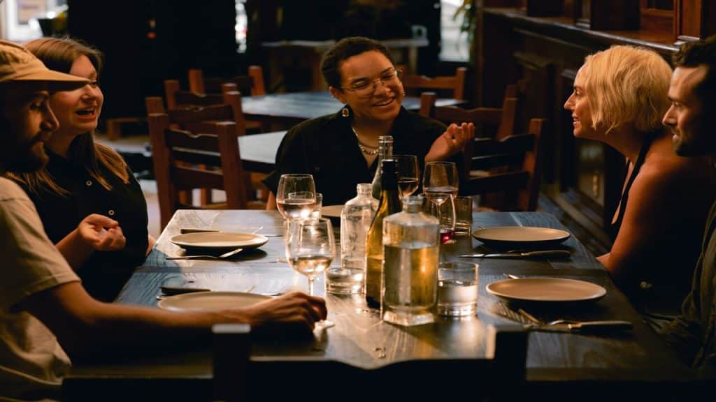Friends at a restaurant