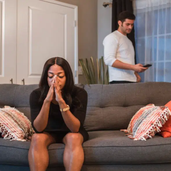 A couple having an argument at home