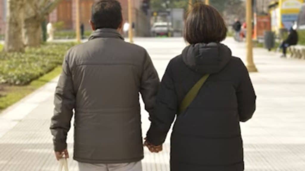 Couple having a heartfelt talk during a walk