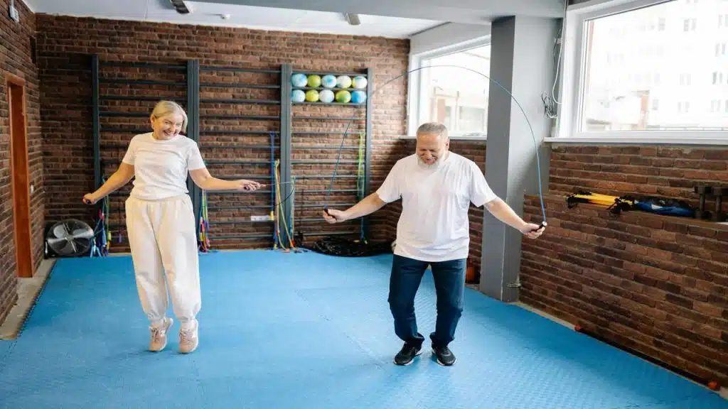 A couple exercising together