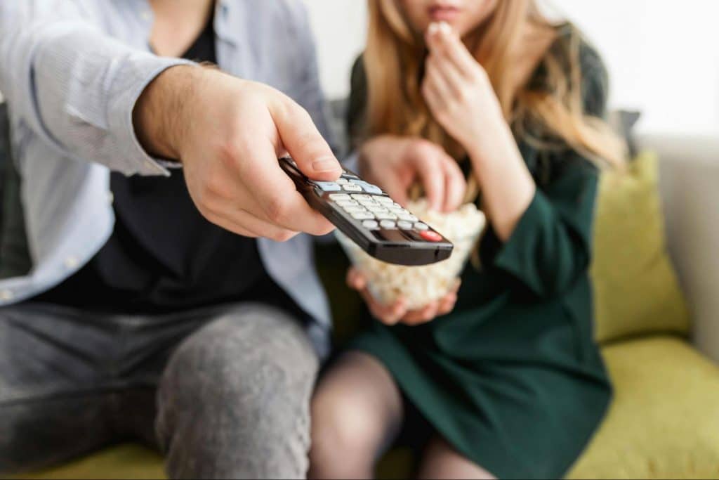 A couple watching a movie