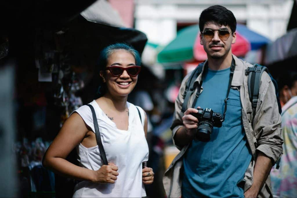 A couple travelling