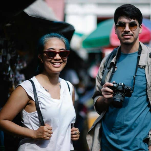 A couple travelling