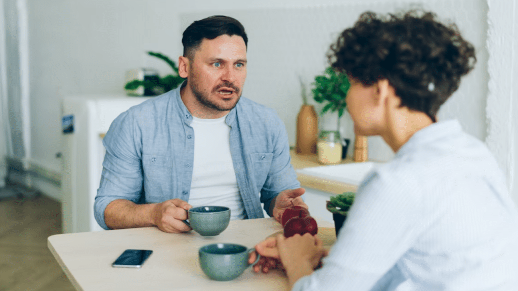 A man yelling at his wife