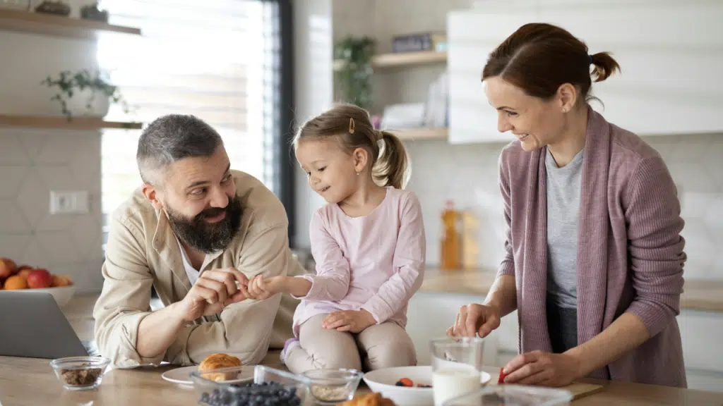 A young family in the kitchen