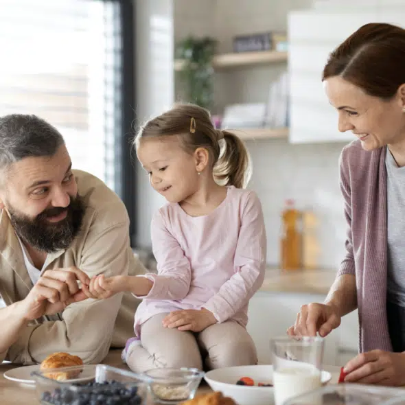A young family in the kitchen