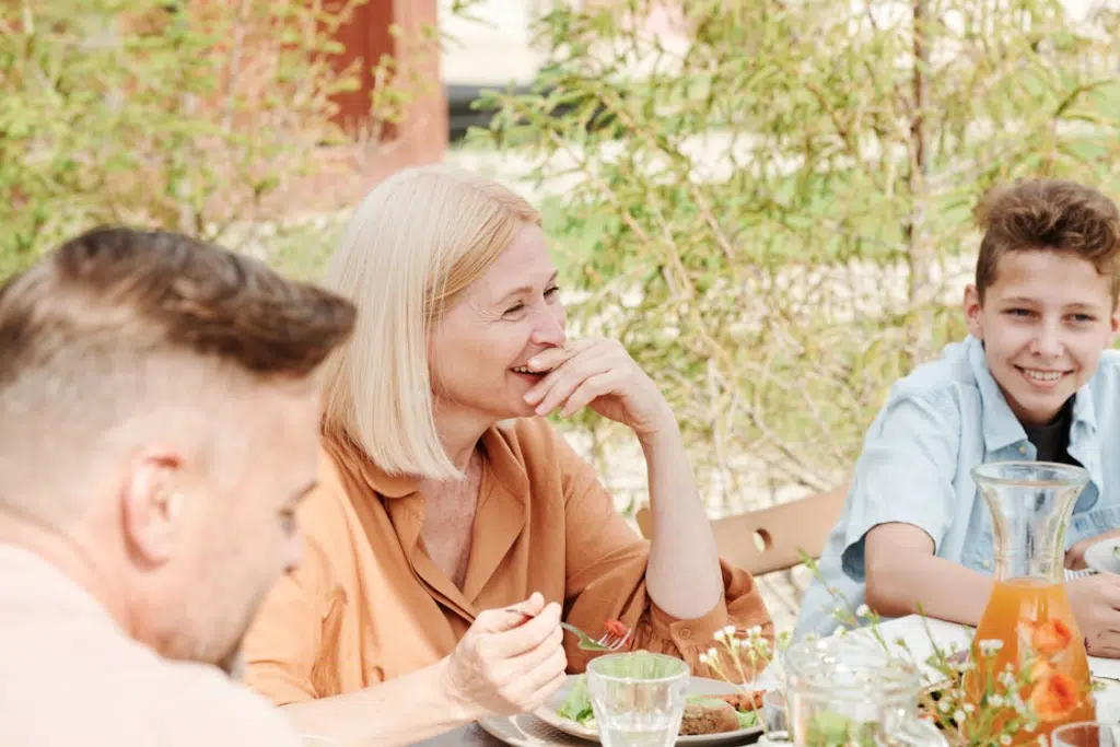 A Happy Family Eating Together