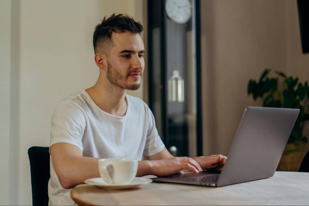 A man working alone