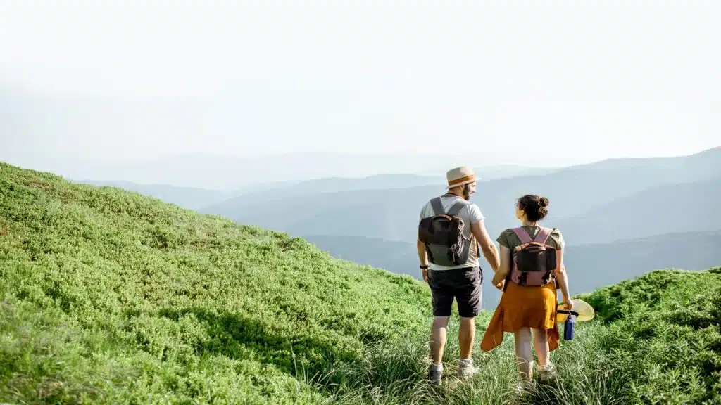 A couple hiking together