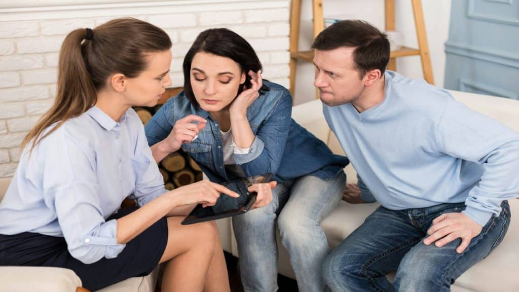 A couple triangulating another person into the conflict