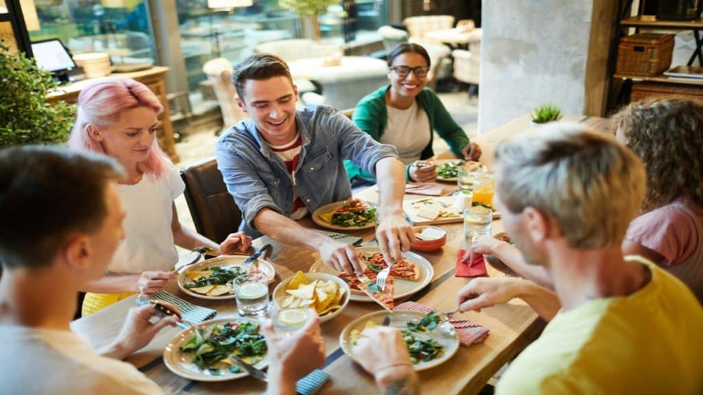 Friends having lunch together