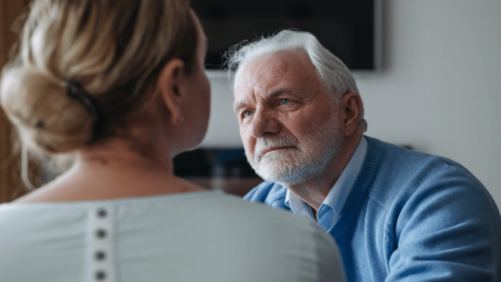 A man listening to his upset wife