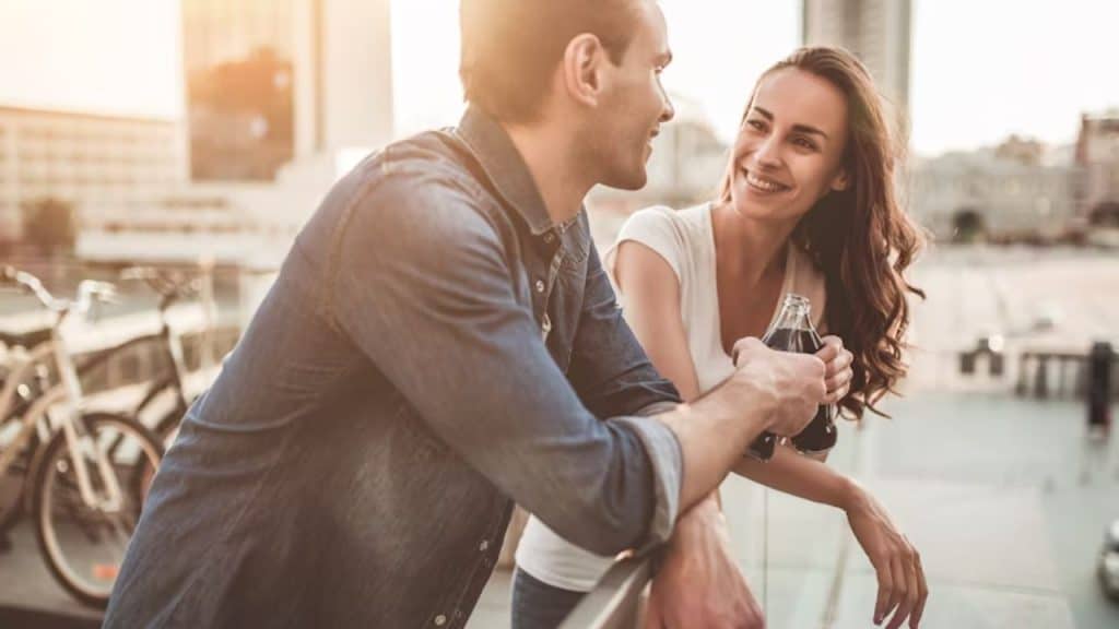 Couple having an open conversation outdoors 