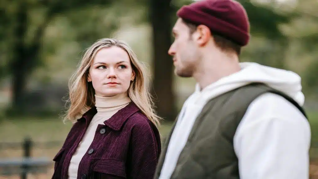 A couple looking at each other