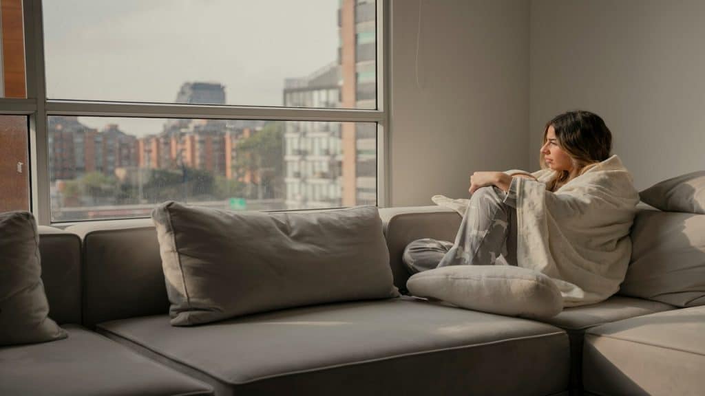 A woman looking out the window 