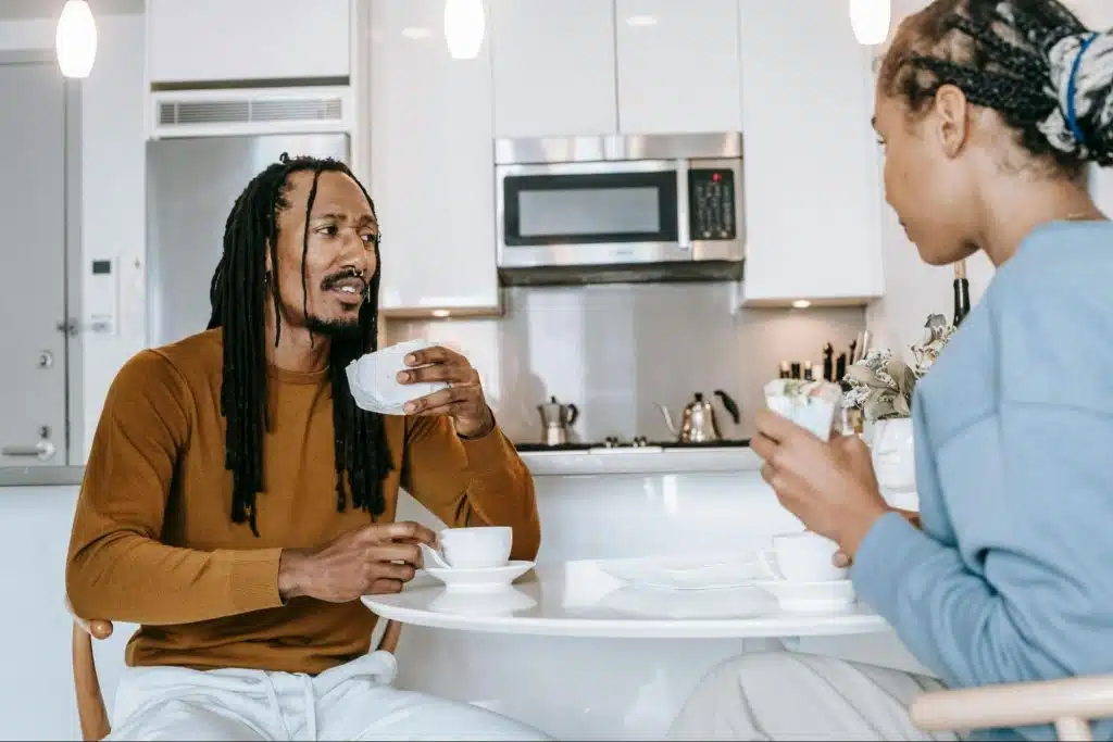 A man and woman having breakfast together