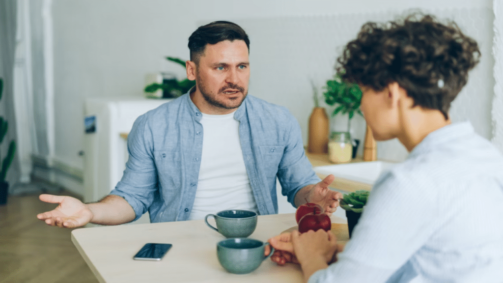 A man angry at his wife
