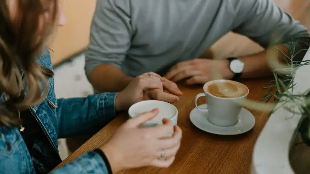 A couple having coffee.