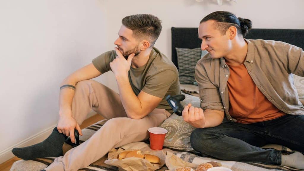 Male friends hanging out