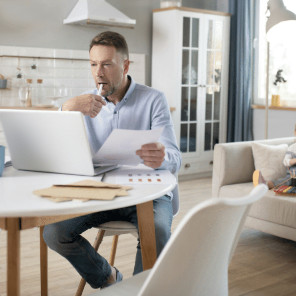 A dad busy working from home