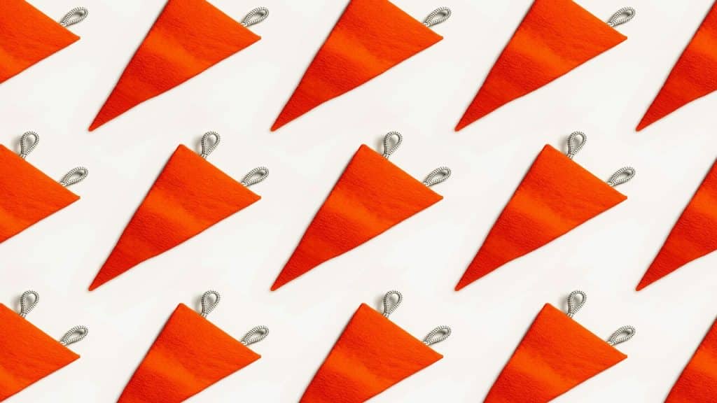 A close-up photo of red flags