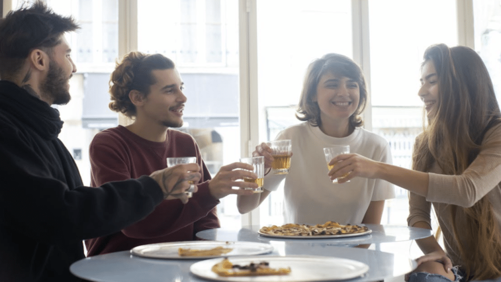 Friends having lunch together