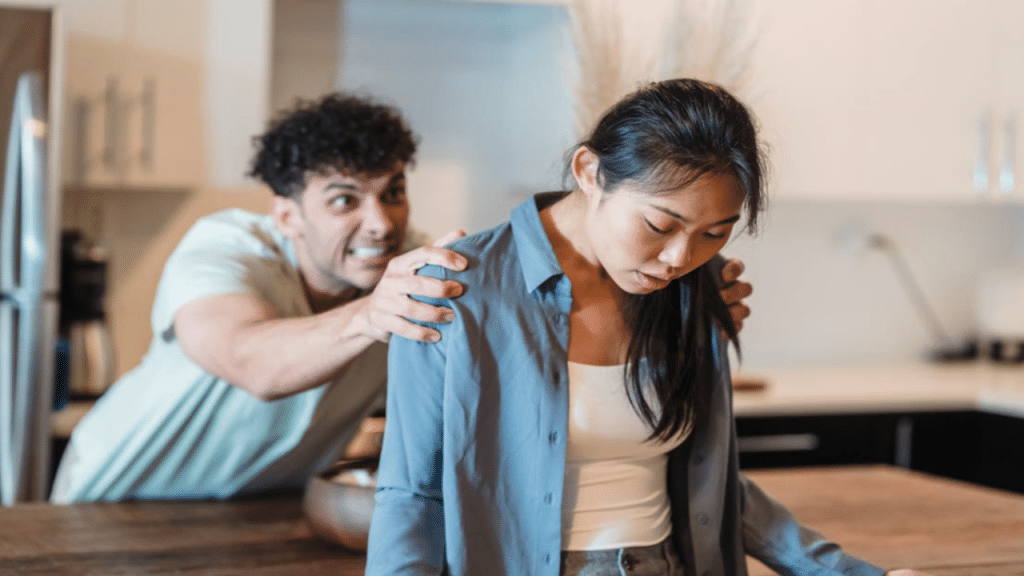 A man angry at his wife