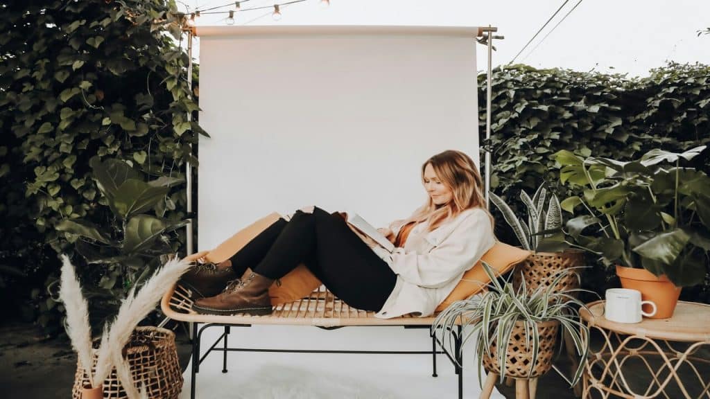 A woman reading by herself
