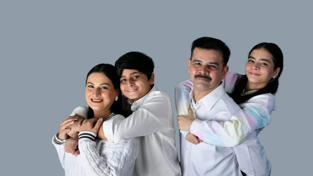 Parents with their grown-up children.