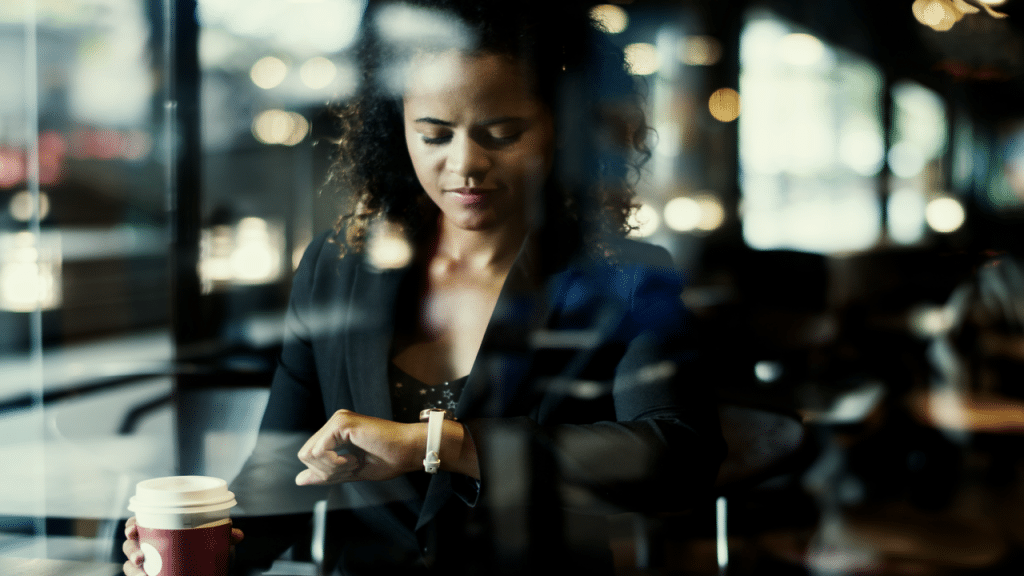 A woman checking the time