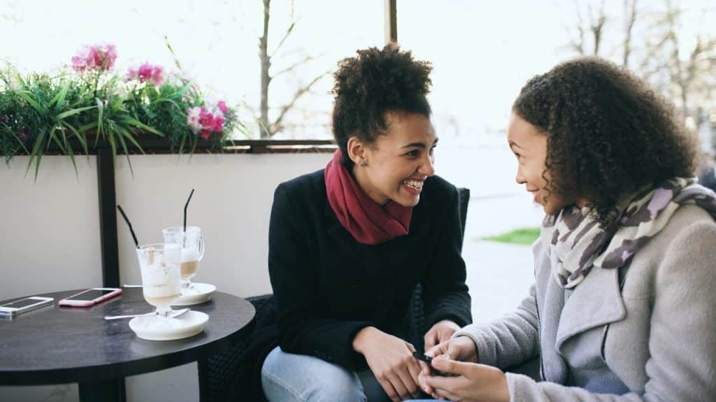 Friends having coffee together