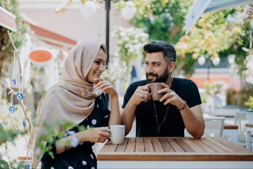 A man and woman having a casual date
