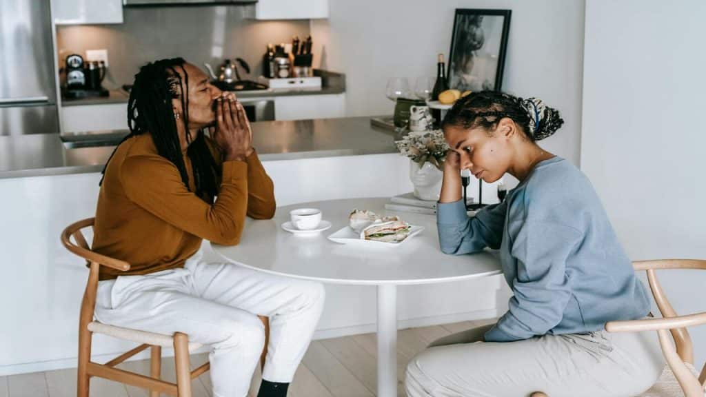 A couple having a serious talk