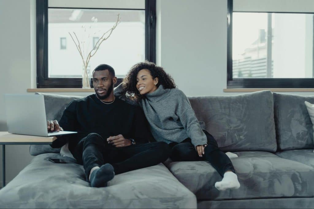 A man and woman at home